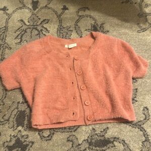 Salmon pink cropped cardigan